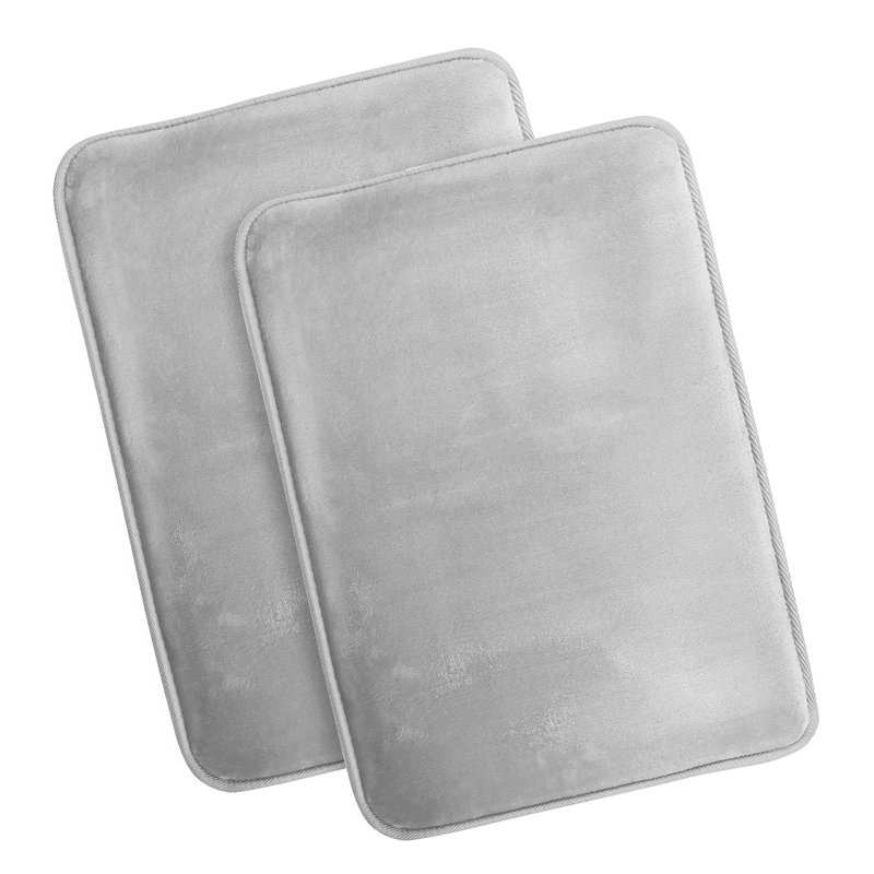 Steph Luxury Ultra Soft and Absorbent Memory Foam Bath Rug Set with Non-Slip Backing, Small: 17"W x 24"L, Silver