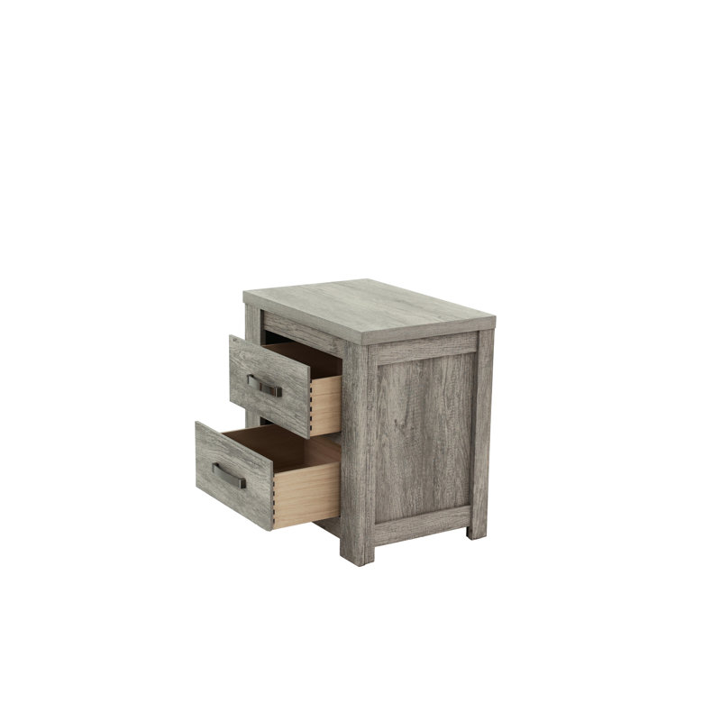 Table de chevet pour chambre à coucher, 2 tiroirs, 2 meubles de chevet gris,