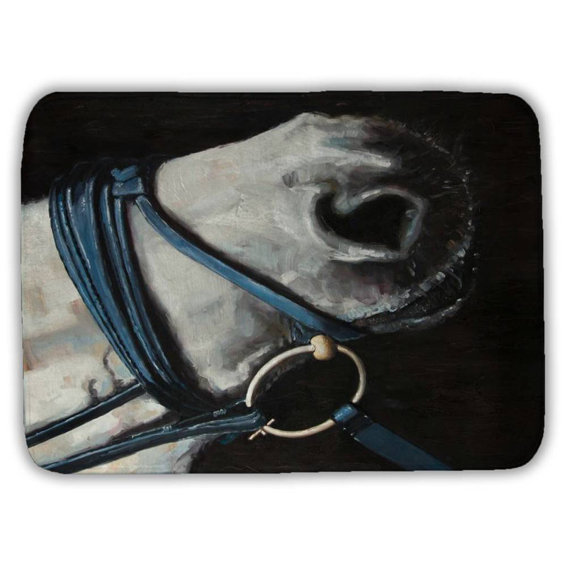 Horse with harness Bath Mat with Non-Slip Backing - Quick Dry Memory Foam Bathroom Rug - Absorbent - Modern Plush Spa-Style - Machine Washable