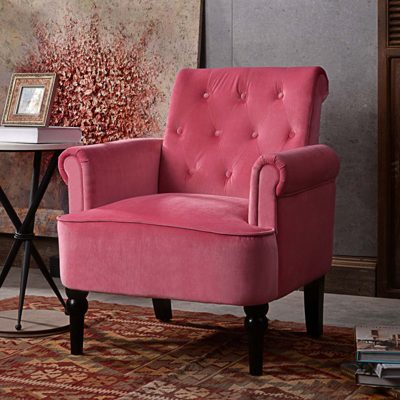 Fauteuil Braelinn, Velours rose