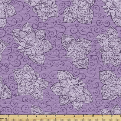 Oliveri Ornamental Flowers and Curlicue Lines Fabric