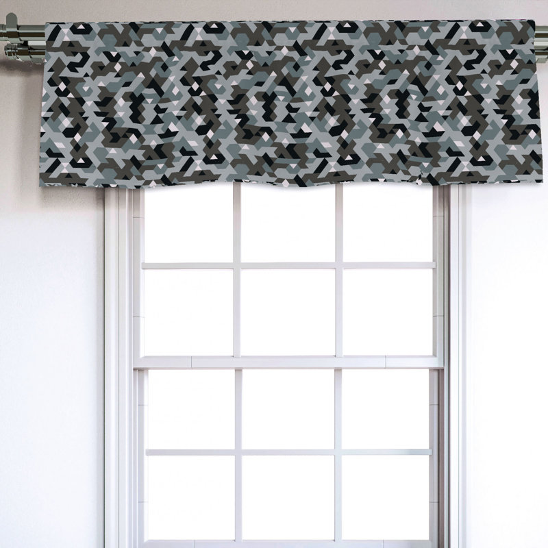 Sateen Geometric Ruffled Window Valance