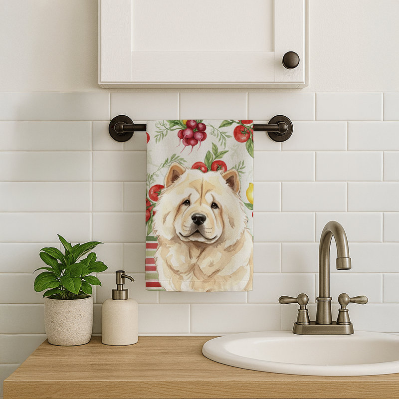 Cream Chow Chow Vegetables Kitchen Towel, Cream Chow Chow