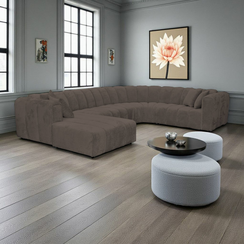 5 Seater Corner Sofa, Left Hand Facing, Dark Brown
