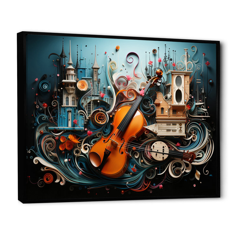 Malaila surréaliste symphonie - impression, Cadre flottant noir, H 34 po x l 44 po x P 1,5 po