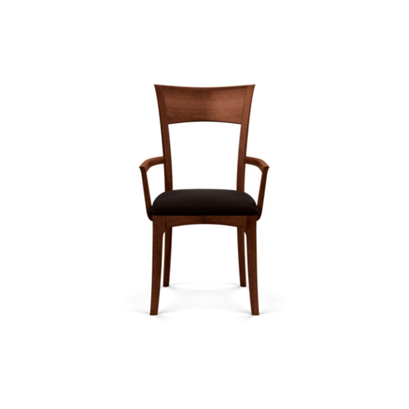Ingrid 19.25'' H Upholstered Cherry Armchair, Cognac Cherry, Ebony