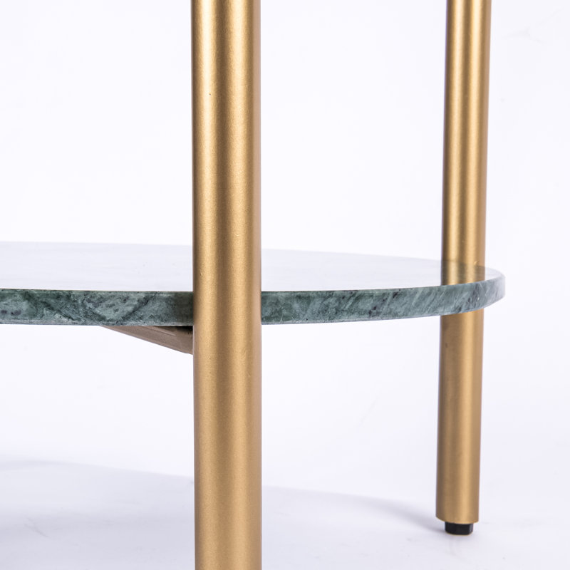 Ansted Marble/Glass Top End Table with Storage, Green, Gold