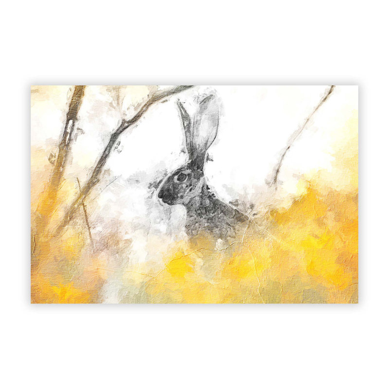 Alert Hare In The Meadow In Abstract - No Frame Painting, 42 cm H x 59.4 cm W