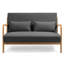 2 chaises avec détails en bois massif, rembourrage en éponge haute, revêtement en tissu de lin, style Mid-Century moderne, accoudoirs gris foncé, coussin, tissu, couleur, option respirante