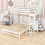 Lit superposé simple au-dessus d'un lit double en bois avec bureau intégré et 3 tiroirs Jaipreet