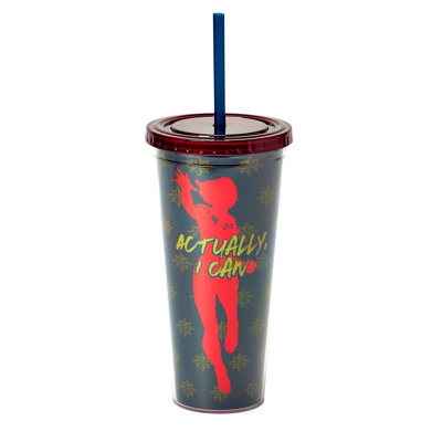 Verre à vin 16 oz avec couvercle et paille Marvel's Captain Marvel Actual I Can