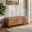 Banc ottoman avec rangement, surface en PU marron, pieds en bois d'hévéa, capacité de charge de 136 kg