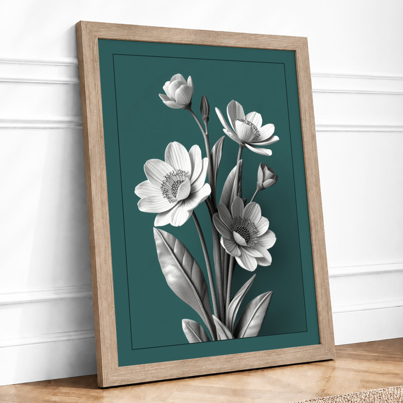 Four Delicate Blooms Botanical - Framed Print, Oak, A4 - 29.7 x 21.0 cm