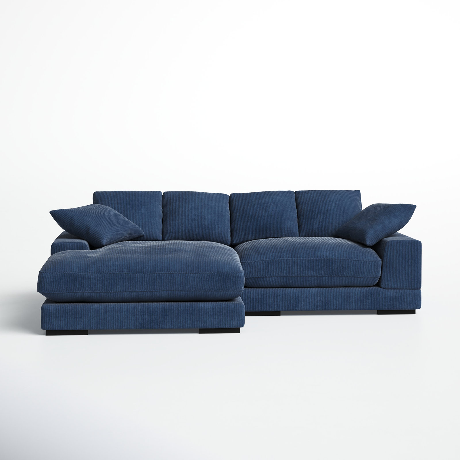 Lonsdale Chaise Sectional, Blue Corduroy