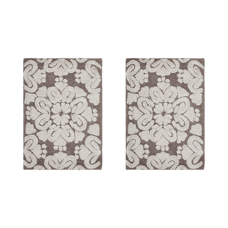 Chemash Premium 100% Cotton 1885 GSM 2-Piece Bath Rug Set, OEKO-TEX® Certified, Non-Slip Spray Latex Backing, Plush Tufted Bath Mats for Sink, Vanity & Powder Room, Super Absorbent, Machine Washable, Beige