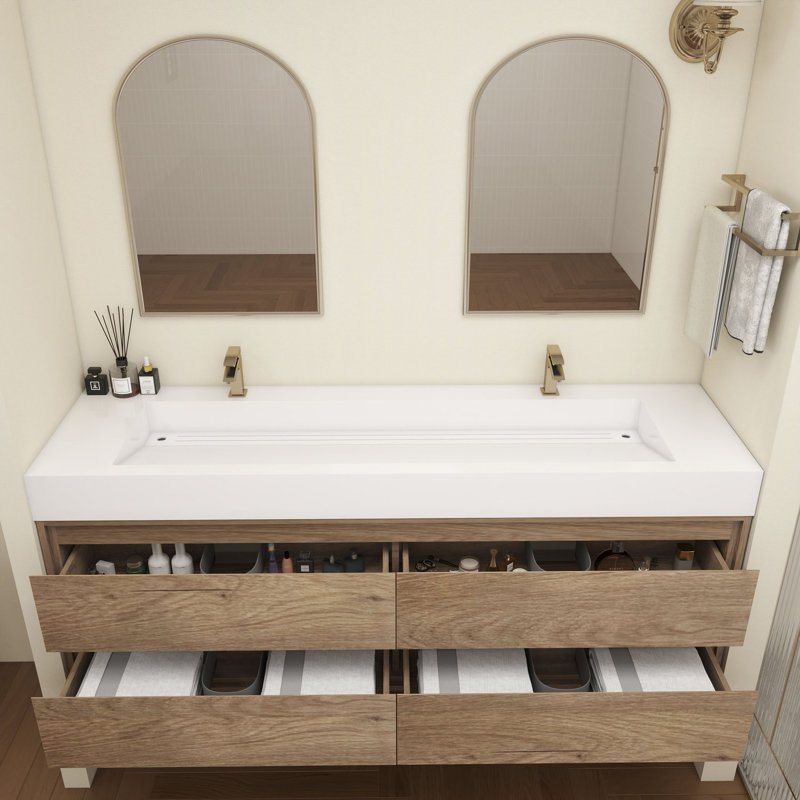 Victoria 72''Bathroom Vanity Base, Teak/Oak