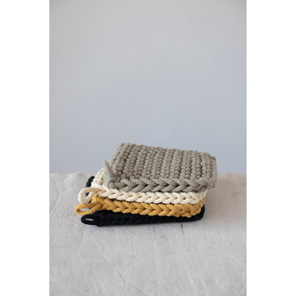 Creative Co-op Cotton Knit Dish Cloths in Cotton Bag