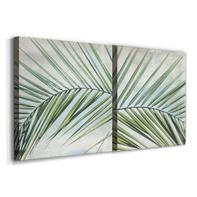 Palm View I - Ensemble de 2 reproductions d'art sur toile tendue
