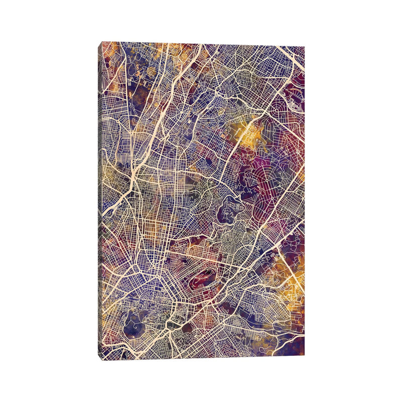 Athens Greece City Map II by Michael Tompsett - Wrapped Canvas Gallery-Wrapped Canvas Giclée