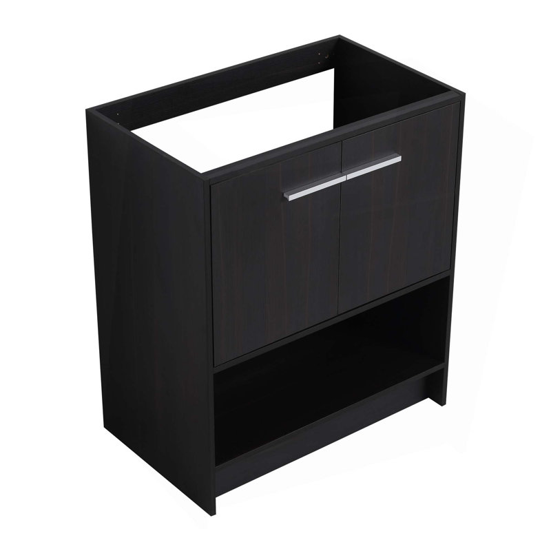 Meuble-lavabo autoportant, 2 portes, meuble-lavabo autoportant, contreplaqué, évier de salle de bain, Noir