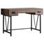 Bureau d'ordinateur de 48 po de hauteur en stratifié brun et métal, avec des options de rangement pour les pattes de bureau en métal