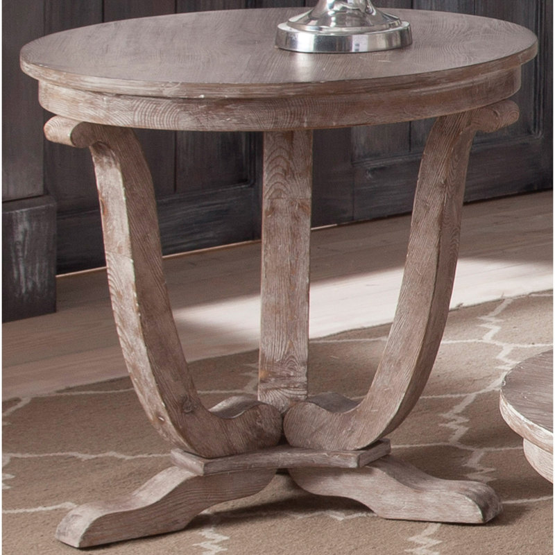 Livesay 24" Round Solid + Manufactured Wood Pedestal End Table