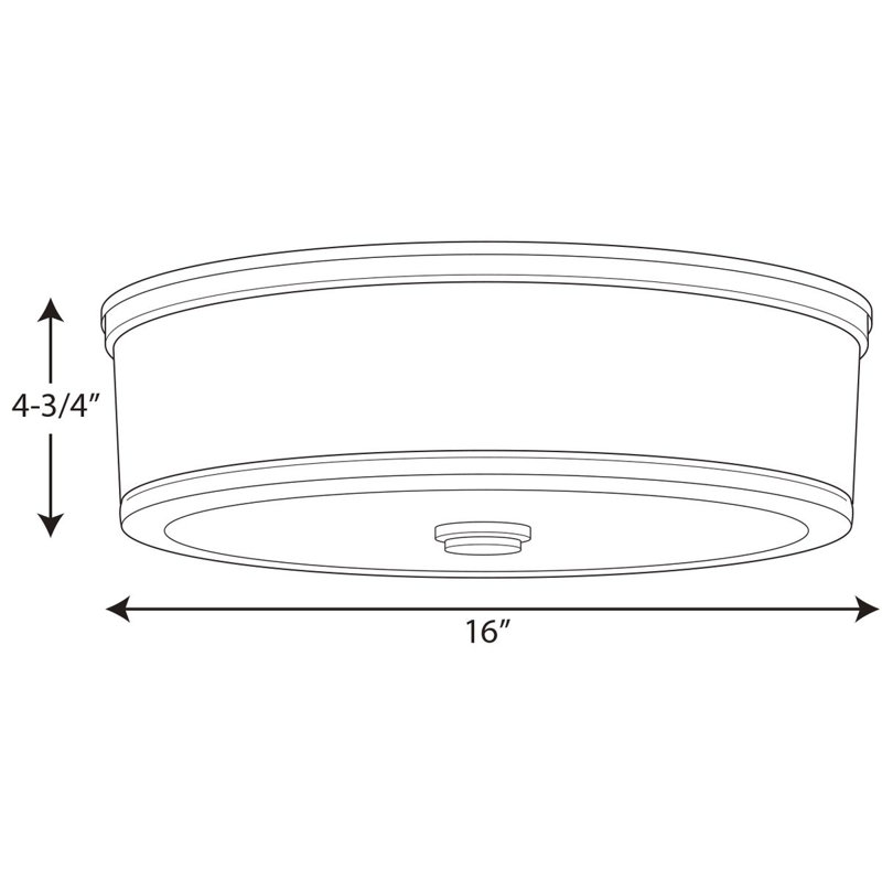 Plafonnier encastré à del tambour simple 16 po 1 lumière Merritt, Nickel brossé