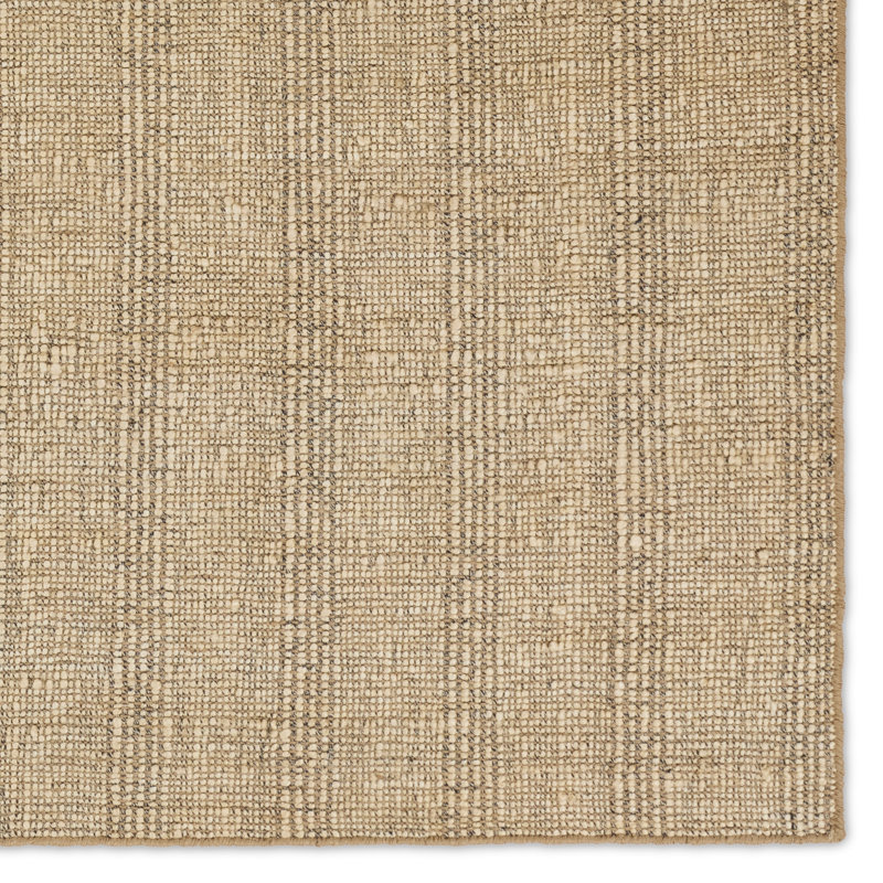 Gracie Oaks Contrell Handmade Striped Tan Area Rug (18" Swatch), Rectangle 5' x 8'