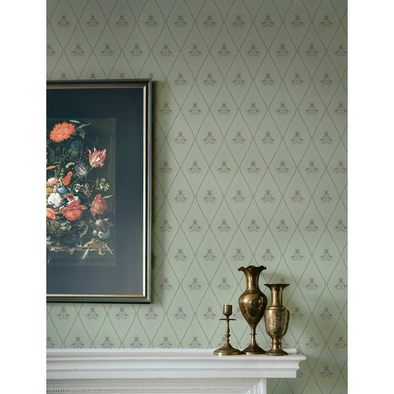 Papier peint à motif floral Alma Mint Diamond, Vert clair