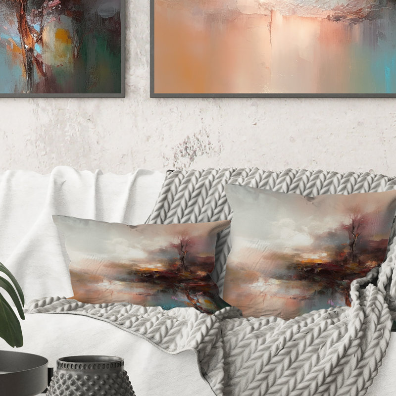Coussin décoratif brun à motif de nature abstraite IV