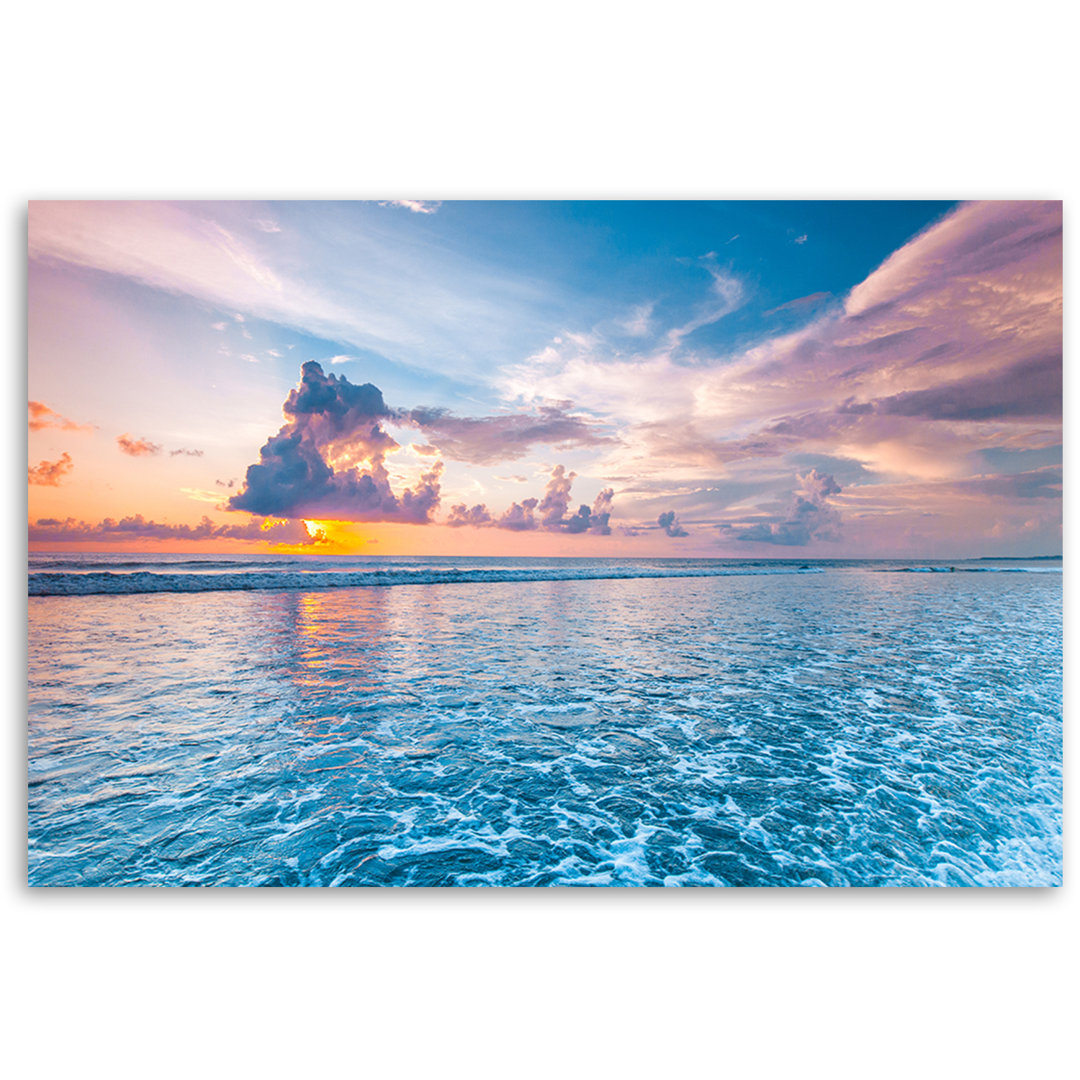 Bild auf Leinwand, Sonnenuntergang am Meer