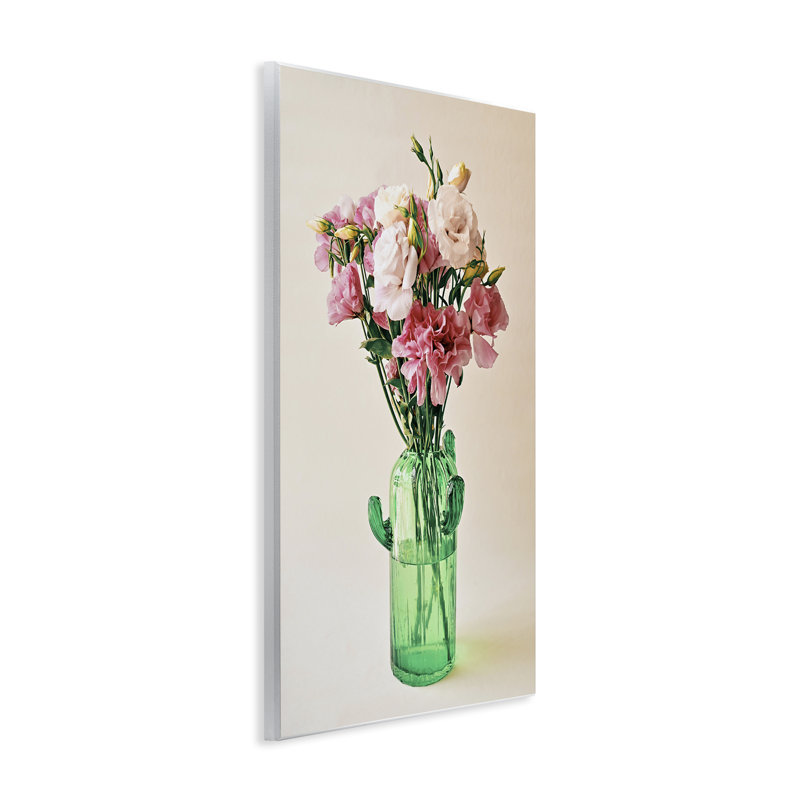 Art mural, "Fleurs dans un vase de cactus" par Incado, H 15 po x l 10 po