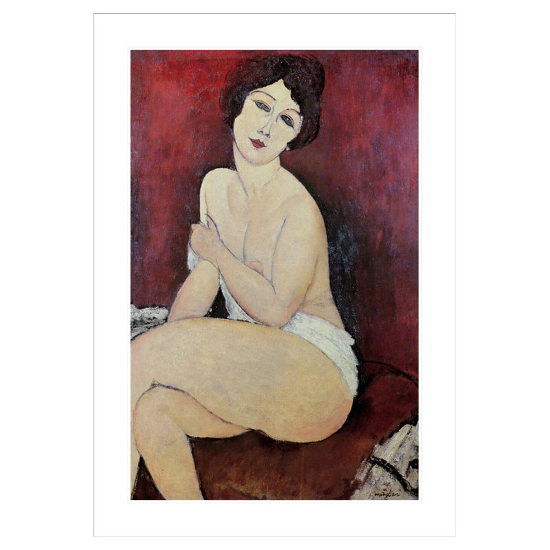 Grand nu assis par Amedeo Modigliani - Estampe numérique encadrée, H 41,5 po x l 29,28 po