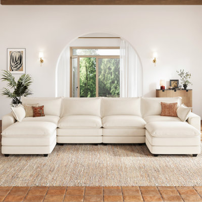 U Shaped Sectional Sofa, Beige