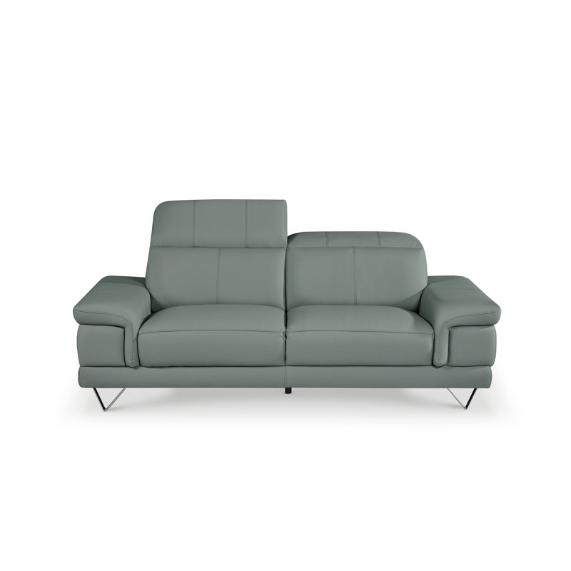 Genuine Leather Sofa, Grey, 2