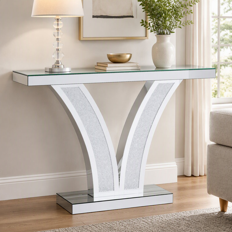 Console à miroir 39 po, table d'entrée moderne argent