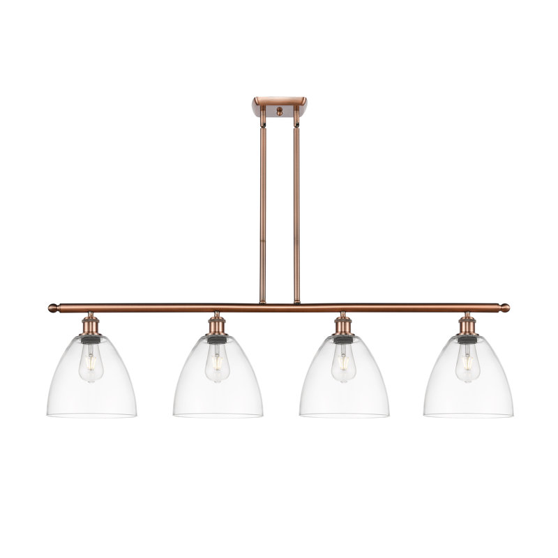 Angenetta 4 - Light Kitchen Island Pendant, Clear, 45.75" H x 48" W x 9" D, Antique Copper