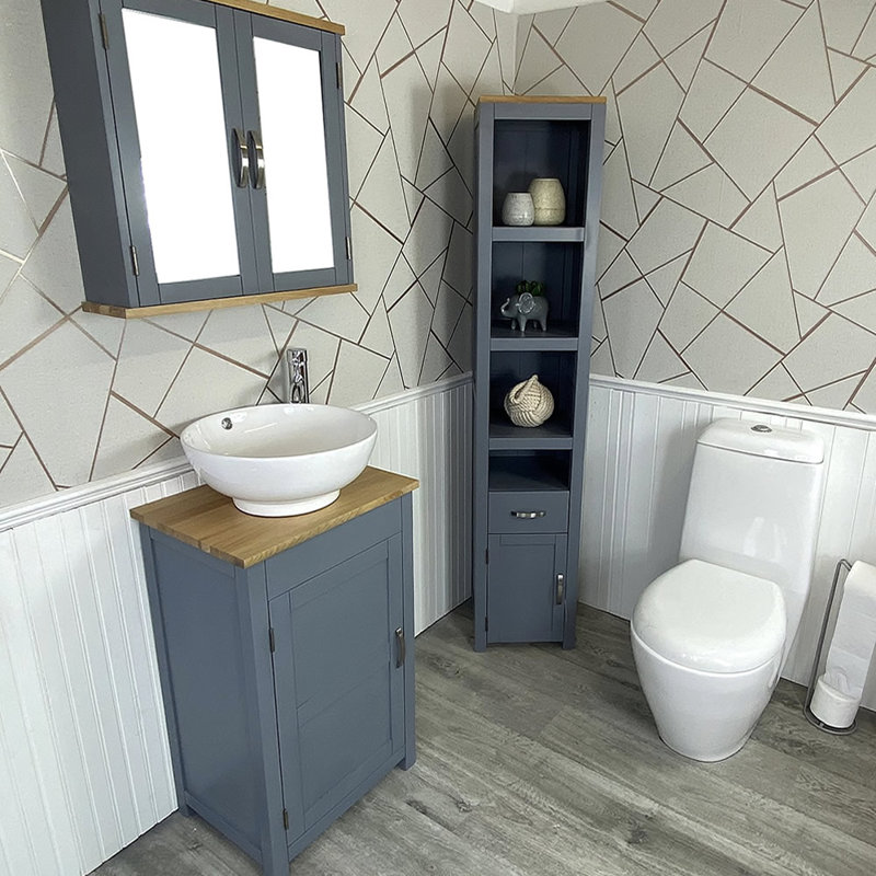 Martel 510 mm Freestanding Cloakroom Vanity with Vessel Stone Basin, Grey