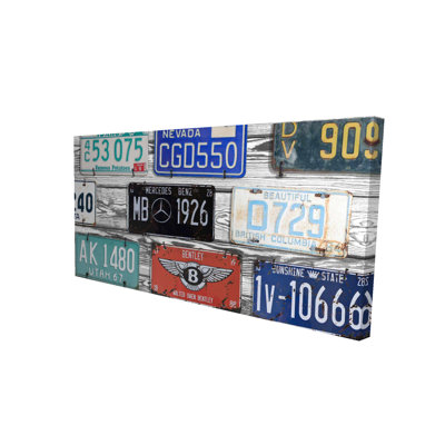 Vintage Plates Registration - Gray Industrial Canvas Decor