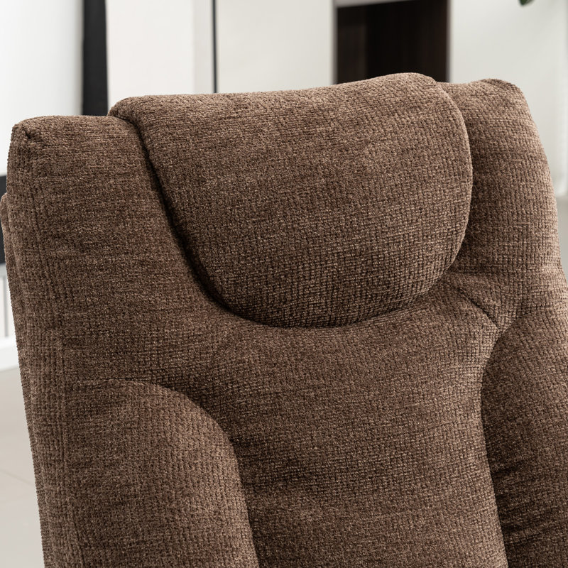 Berdean Upholstered Pushback Manual Recliner, Brown