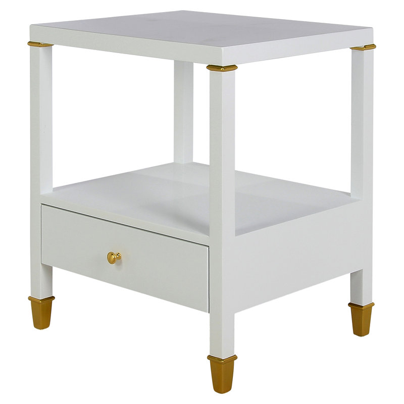 Nicole 1 - Drawer Solid Wood Nightstand in Lacquer White