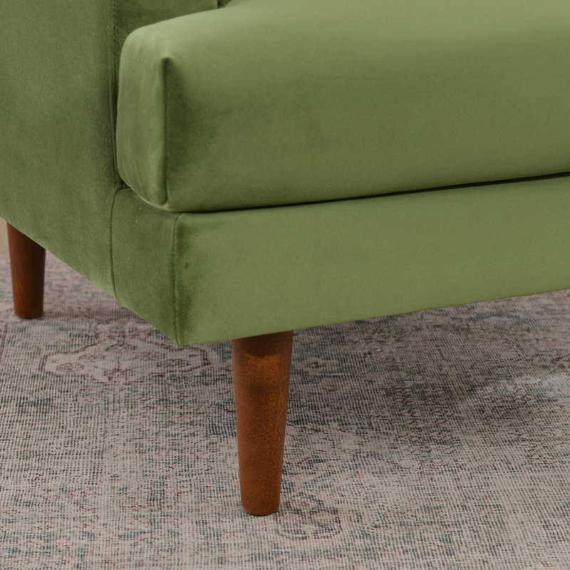 Ensemble de 2 fauteuils pivotants rembourrés Miller, Velours vert