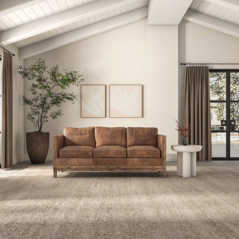 Canapé moderne en similicuir, L 72 po, Brown Faux Leather