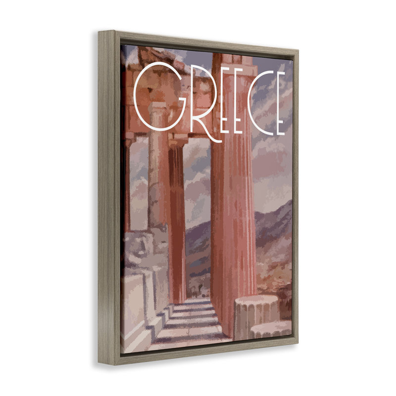 Art mural sur toile flottante encadrée, "Grèce" par Daphne Polselli, Encadrement brun, H 31 po x l 25 po