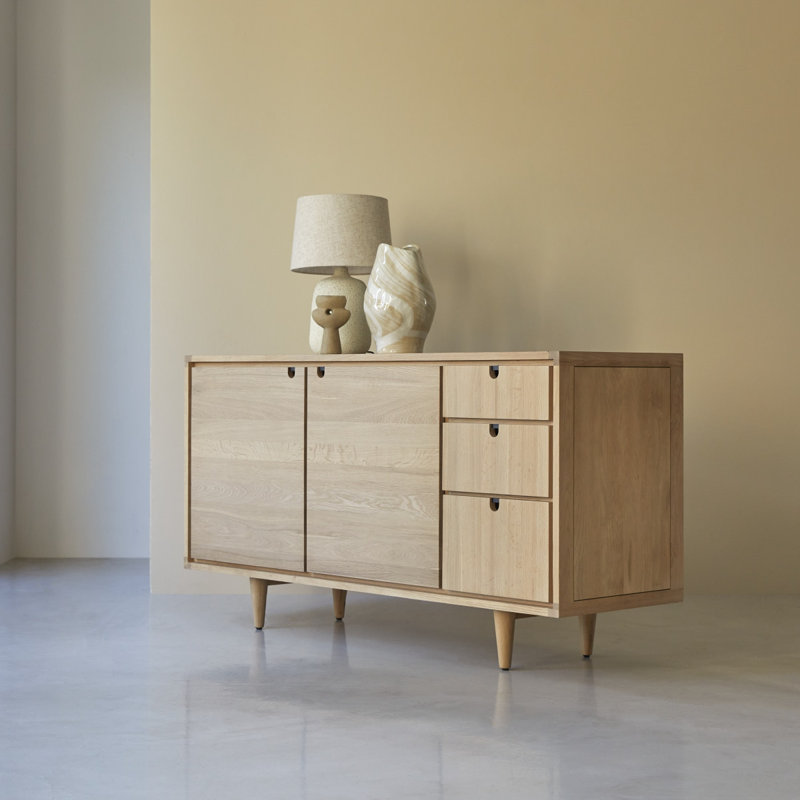 Jonàk 57.09'' W Solid Wood Sideboard, Black/Beige