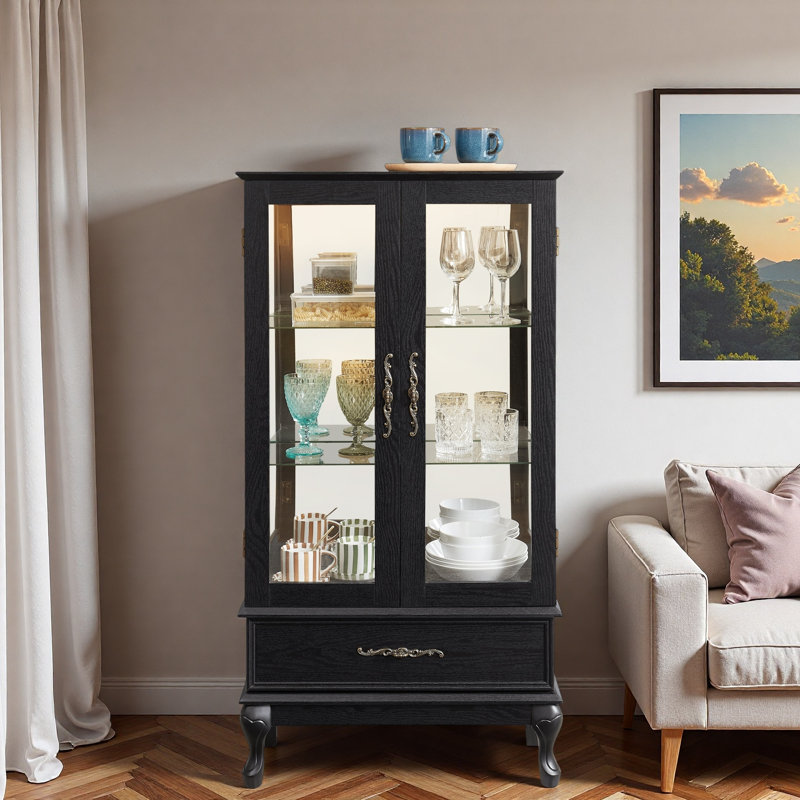 Vitrine lumineuse avec éclairage à DEL, tablettes réglables et tiroir