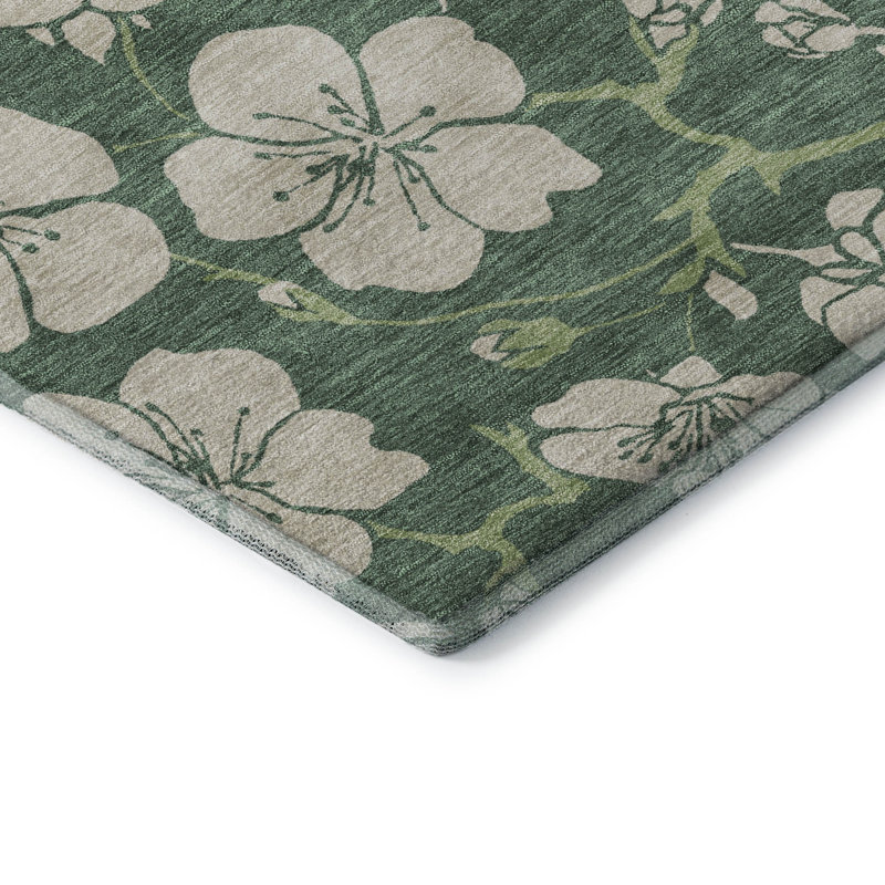 Premium Machine Washable Birchview AMF1034 Floral Rug, Rectangle 5' x 7'6"