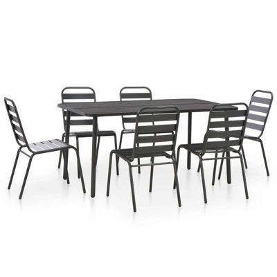 Patio Bistro Set Patio Table and Chair Conversation Set Steel Dark Grey