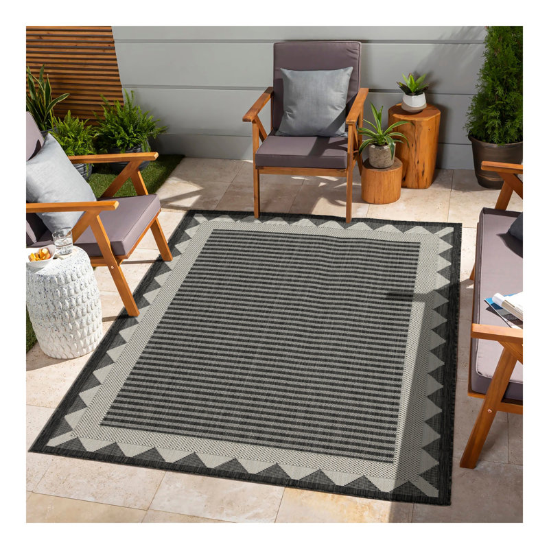 Sunshine GC_HAR2014 Anthracite. Indoor/Outdoor Area Rug, Rectangle 5'3" x 7'3"