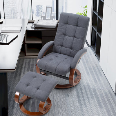 Velvet Recliner with Ottoman